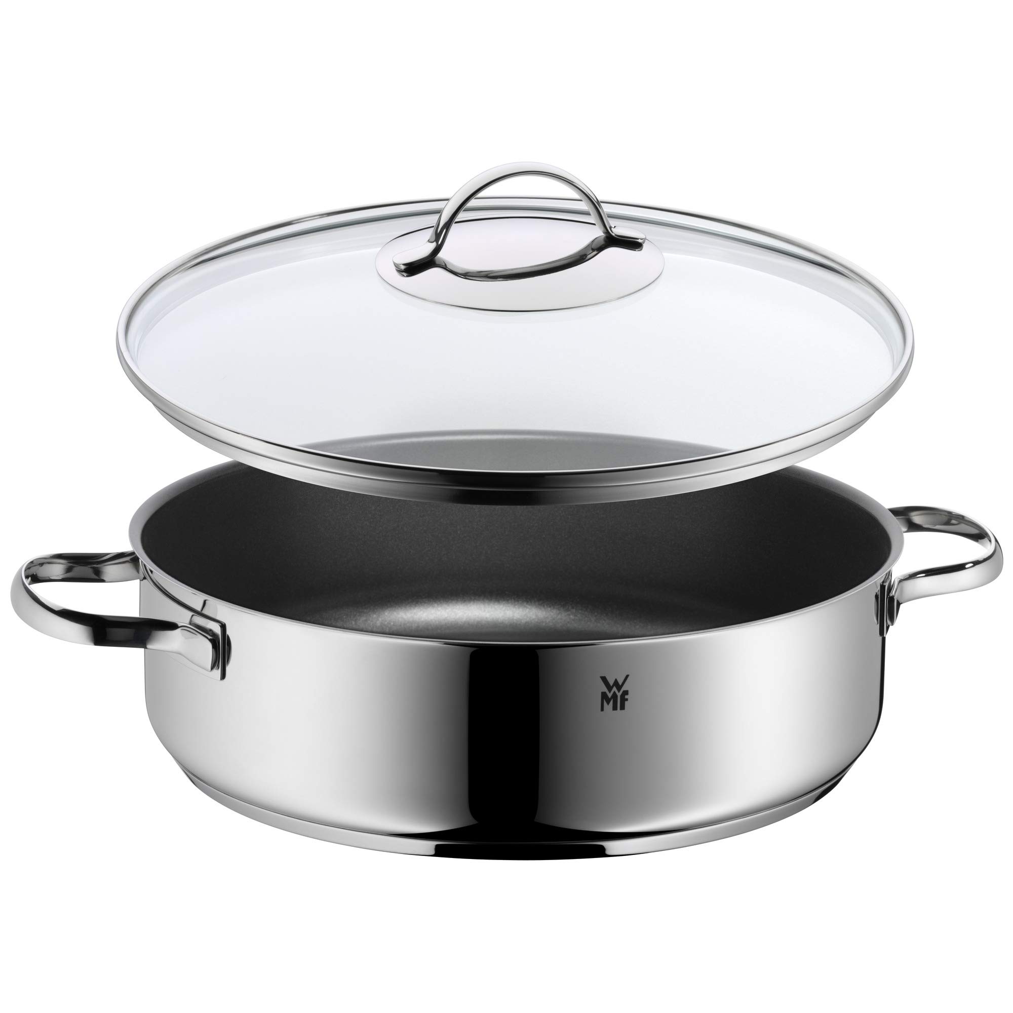 WMF Provence Plus - Batería de Cocina, Acero Inoxidable Cromargan, Tapas de Cristal + Profi Plus - Sartén con Tapa, cromargan 18/10 Acero Inoxidable, con Recubrimiento Antiadherente Durit ProfiSelect