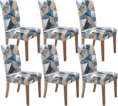 SPRINGRICO Fundas para sillas de comedor, paquete de 6, fundas elásticas para sillas de comedor, de elastano, lavables, fundas para sillas Parsons,