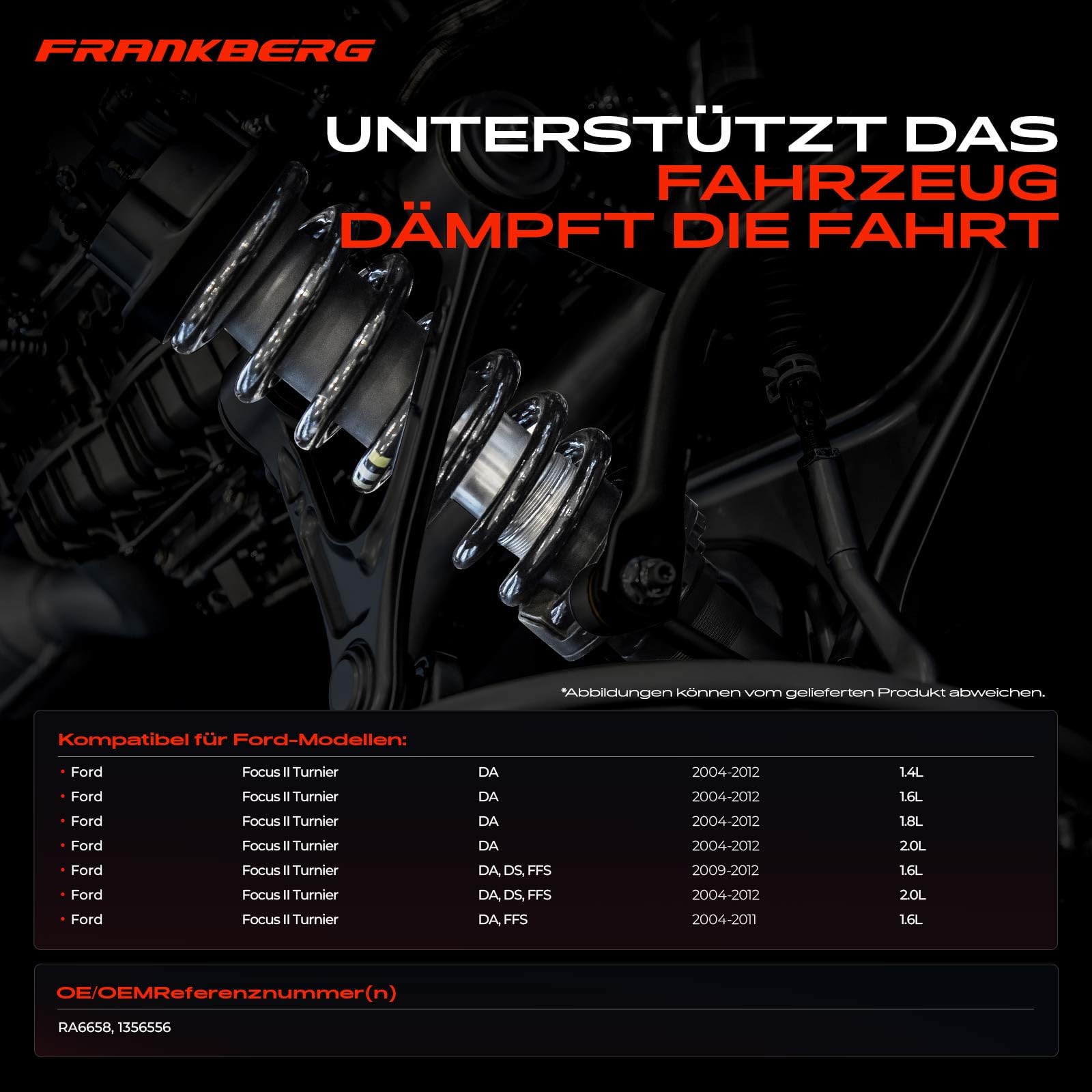 Frankberg 2x Federn Fahrwerksfeder Hinterachse Kompatibel mit Focus II Turnier DA 1.4L-2.0L 2004-2012 Focus II Turnier DA DS FFS 1.6L 2.0L 2004-2012 Replace# 1356556