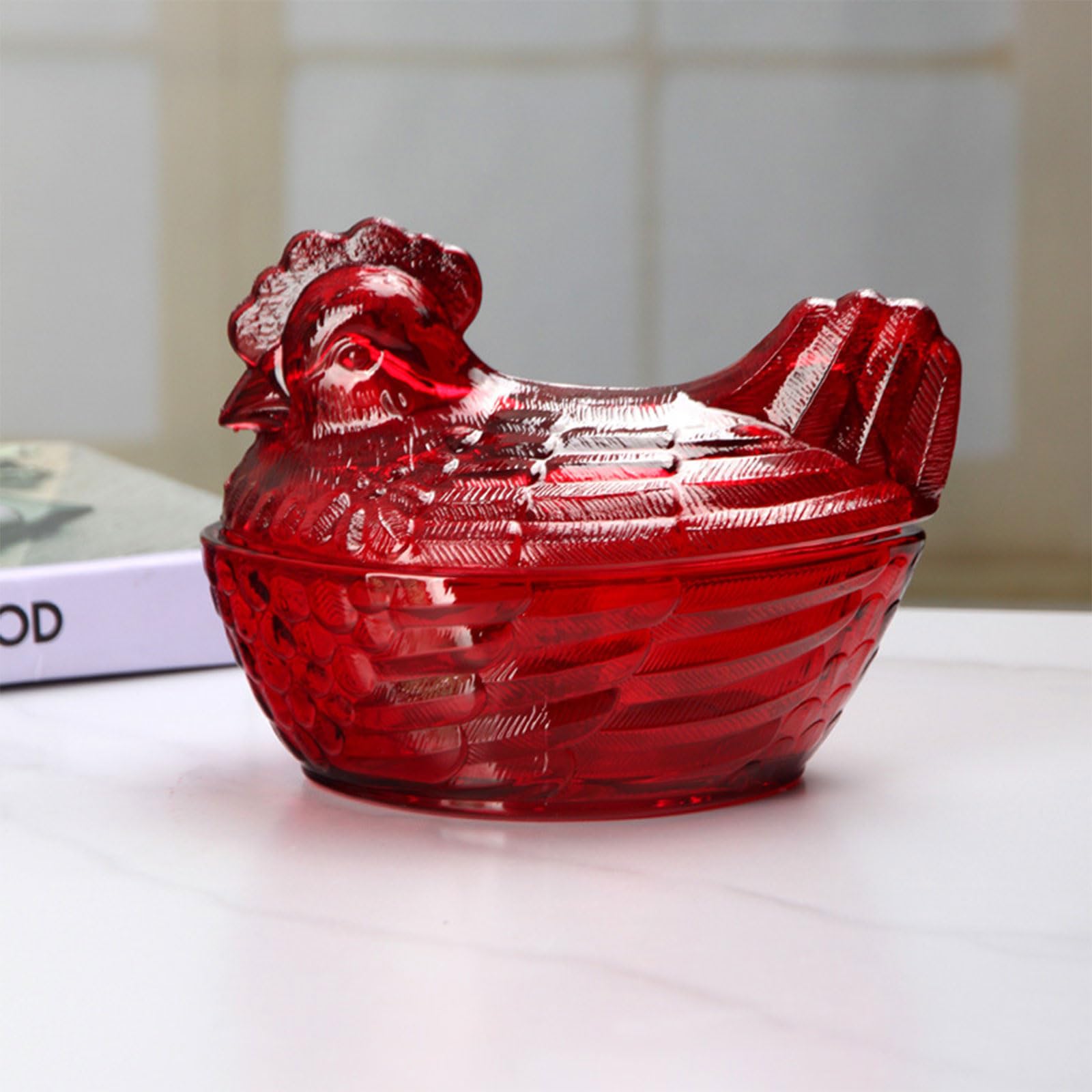 Vorratsdose aus Glas in Hühnerform mit Deckel für Süßigkeiten Nüsse Heimdekoration Küche Esszimmer dekorativer Süßigkeitenbehälter