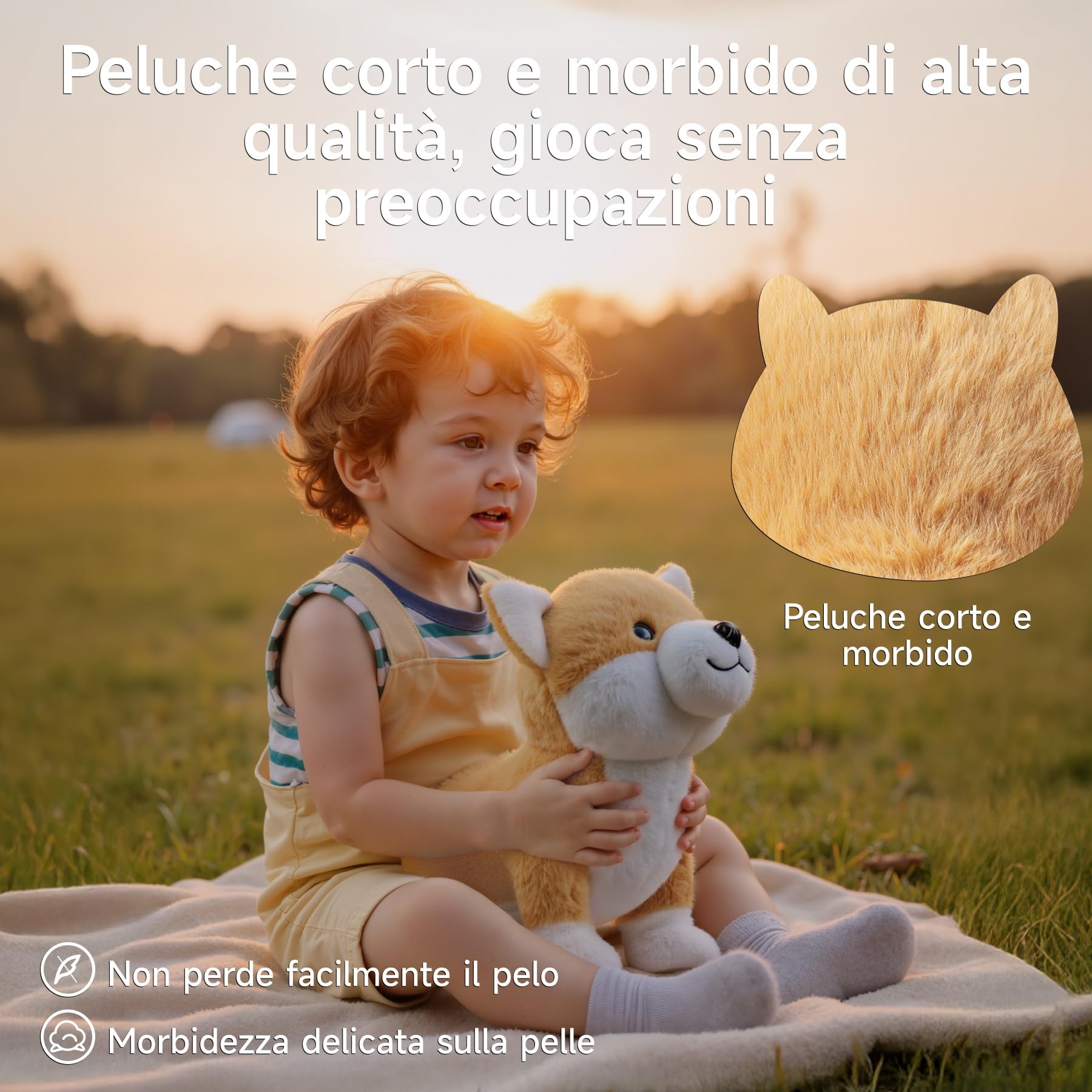 Cagnolino di Peluche Interattivo, Peluche Cane Giocattolo che Abbaia e Canta, Elettronico Cane per Bambini, Ragazzi e Ragazze