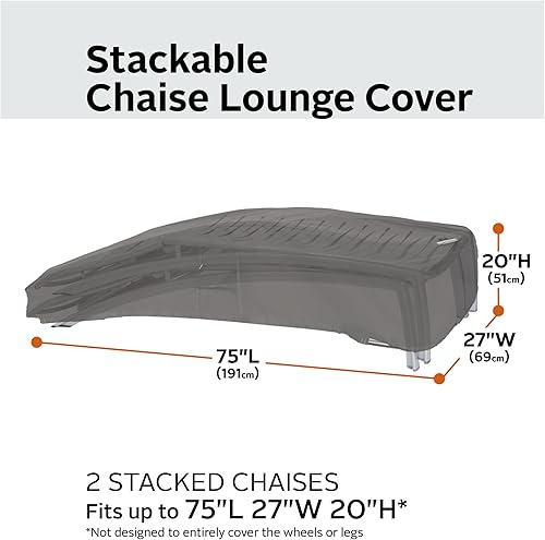 Miniatura 3 de Classic Accessories Ravenna - Funda para tumbona apilable resistente al agua de 75 x 27 x 20 pulgadas, para exteriores