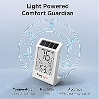 Vista 6 de BaldrTherm Termómetro para interiores, medidor de humedad, paquete de 2 termómetros de habitación con energía solar, sensor de temperatura digital