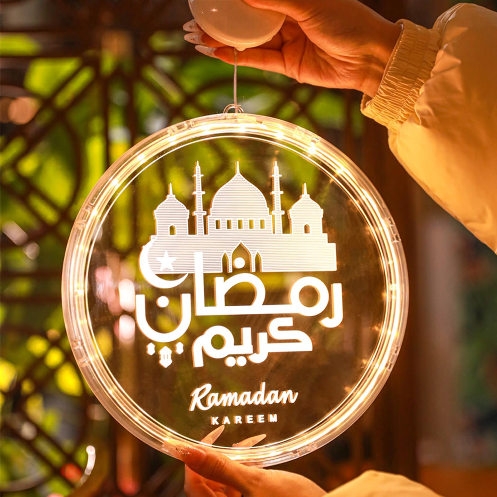 Eid Ramadan Decorative Window Lights Moon Star LED Lights Ramadan Lights Decorations for Eid Mubarak Xmas Eve Wall Pathway Patio Bedroom Window Decoration (Castle)