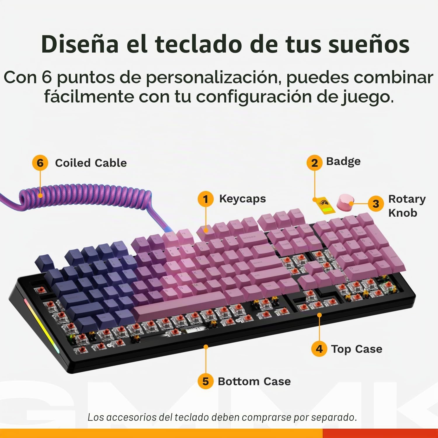 GLORIOUS GMMK 3 Full Size Barebones Carcasa de Teclado Modular ANSI | Placa superior de aluminio resistente, retroiluminación vibrante por tecla, acepta mecanismos de cinco pines, formato duro