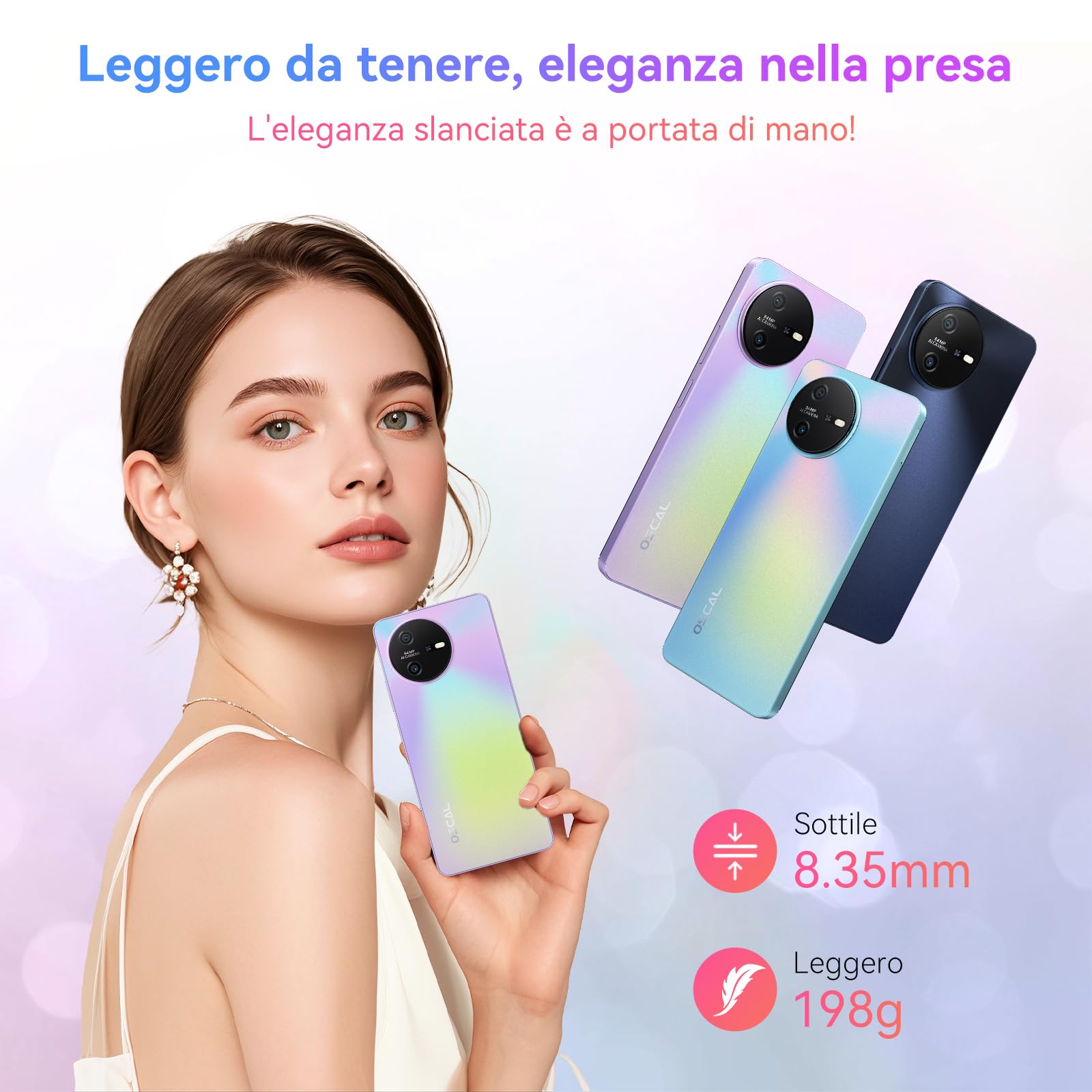 OSCAL Tiger 12 Smartphone, MediaTek Helio G99, 16GB+128GB/1TB-TF, 6.78" FHD+ 120Hz, 33W Ricarica Rapida, 64MP Telefono, Android 13, 4G Dual SIM Telefono Cellulare 3 Slot/NFC/OTG/GPS/3.5mm Jack Viola