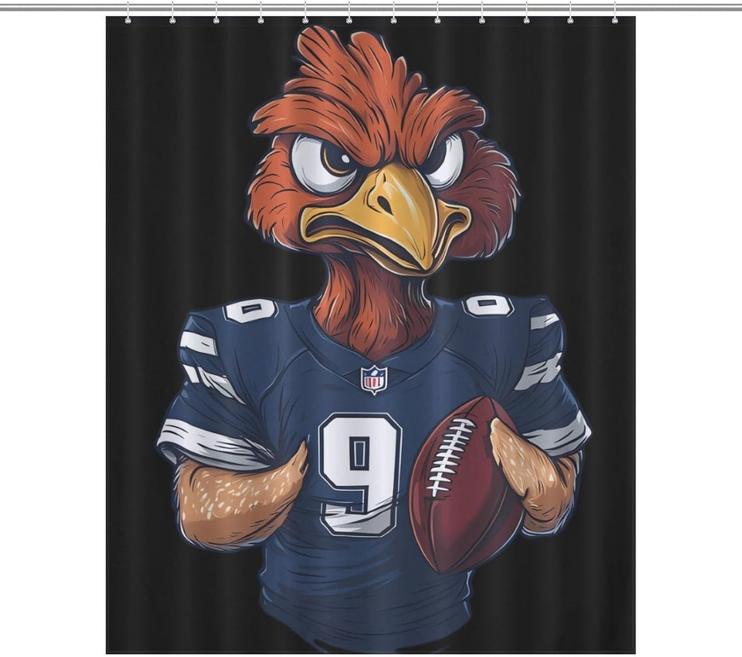 Roaring Turkey Playing Basketball Bathroom Shower Curtain Waterproof Heavy Duty Polyester Bath Curtains with 12 Hooks 56.30x70.87Inch（143x180cm）