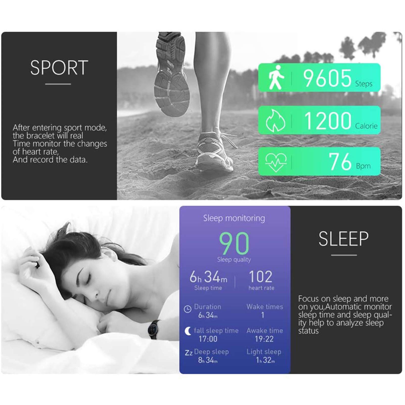 Reloj inteligente Bluetooth Monitor de frecuencia cardíaca, ECG PPG, monitor de fitness, monitor de presión arterial y oxígeno, IP68 impermeable, rastreador de actividad para monitoreo de salud