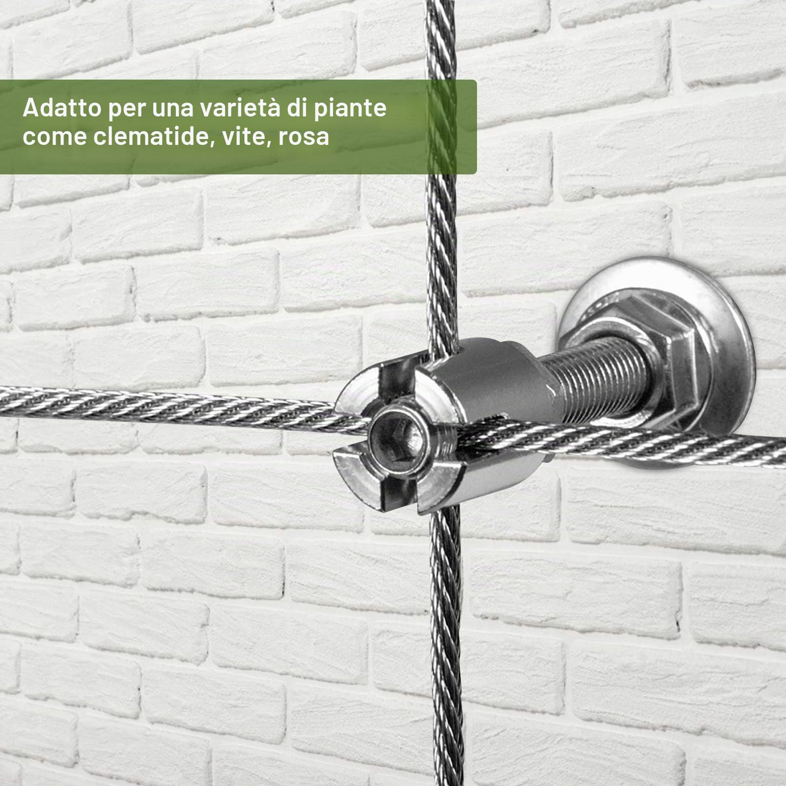 Pianta Rampicante Telaio Supporto Rete Piante Rampicanti, 24Metri Corda in Acciaio Inox Kit Di Fissaggio Rete Filo Giardino Casa