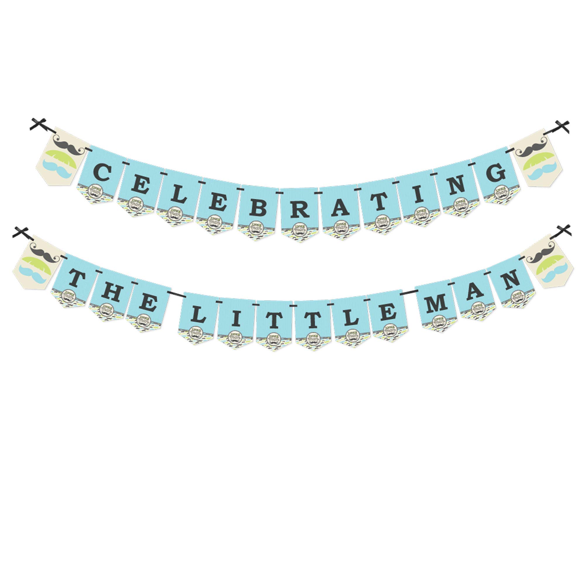 Big Dot of Happiness Dashing Little Man Mustache Party - Baby Shower or Birthday Party Bunting Banner - Party Decorations - Celebrating The Little Man
