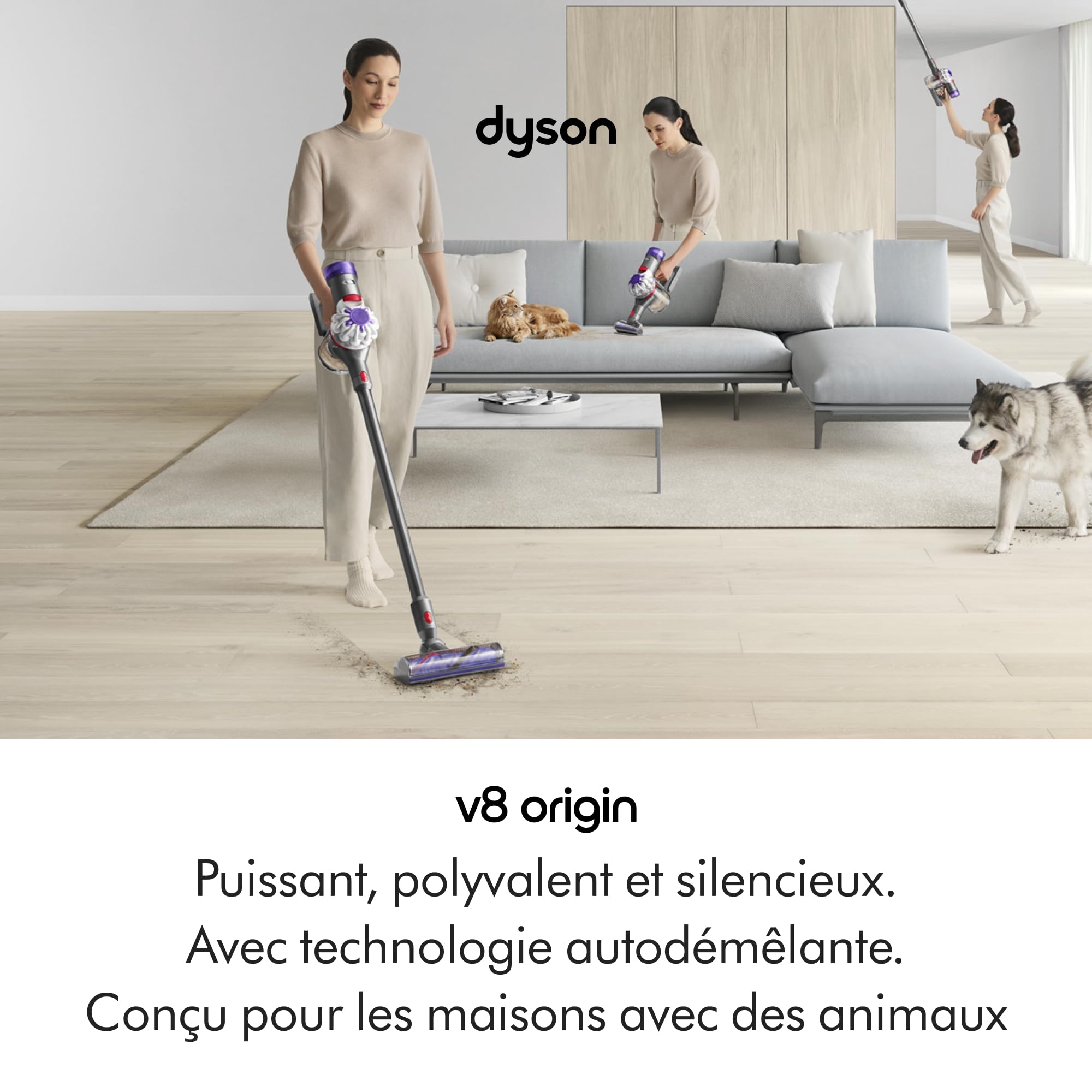 Dyson V8 Origin Aspirateur sans Fil, 130 AW, Jusqu’à 40 Min d’autonomie, Brosse Motorbar Anti-enchevêtrement, et Sol 2026