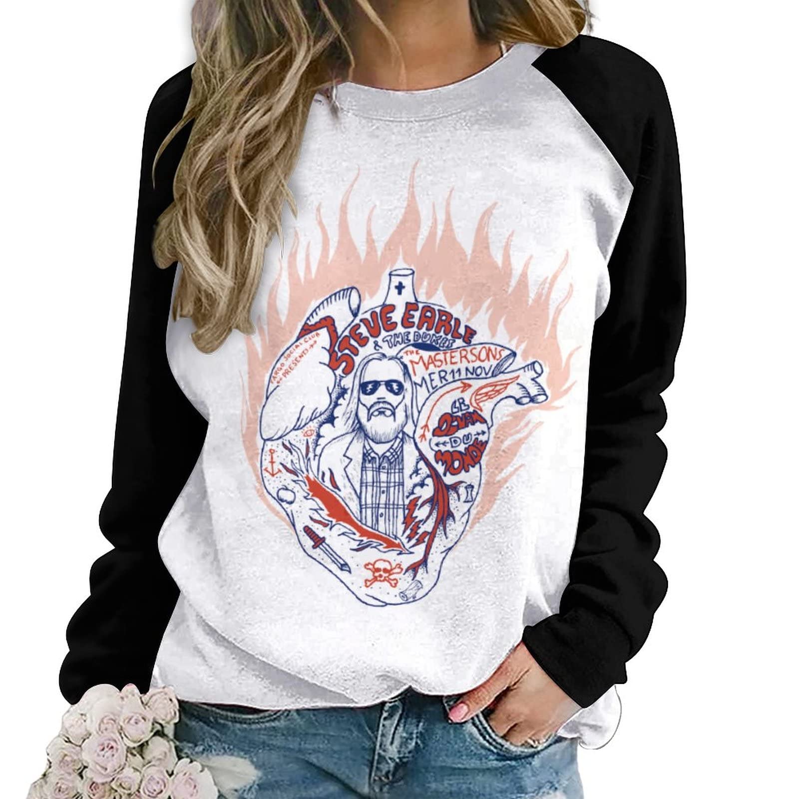 Steve Earle Sweatshirt For Women Crew Neck Soft Fashion Long Sleeve Fall Winter Pullover Tops