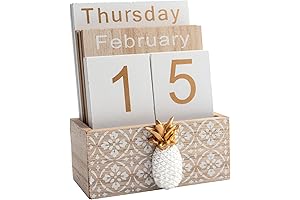 Notakia Vintage Wood Block Perpetual Calendar Month Week Date Display for Home...