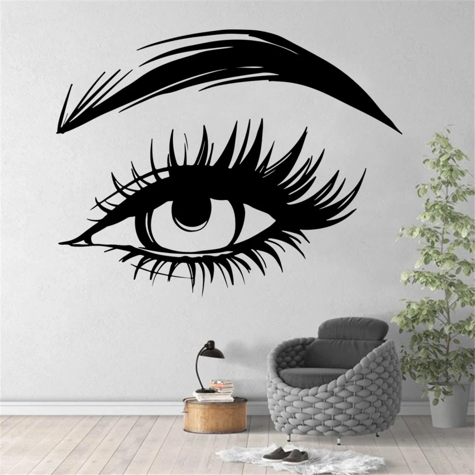 YOUOUSI Beauty Salon Women's face Eyelash and Eyebrow Stickers, Eyelash and Eye wall Vinyl Girl Room Living Room Bedroom wall Art Stickers