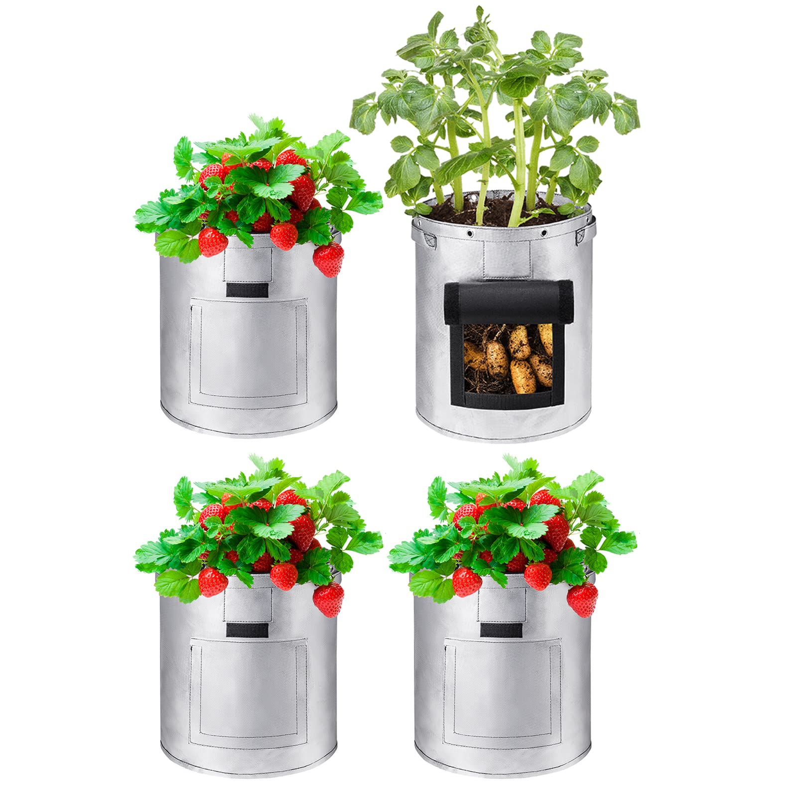 Bolsas para Cultivo de Papas, Bolsas para Plantas no Tejidas, Bolsas para Plantas para sembradoras de Papas con Solapa y asa para Papas, Zanahorias, Tomates y Fresas, 26 Liters/7 gallons