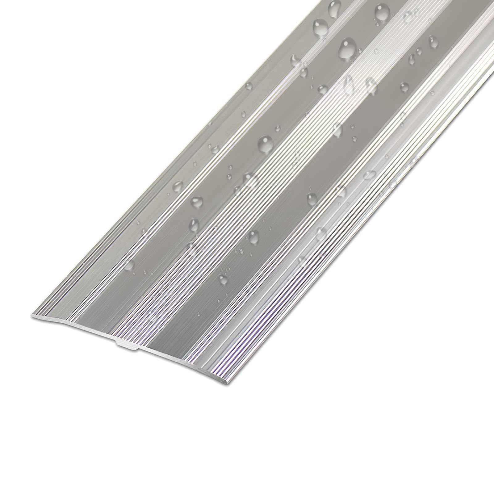 Tira De Umbral De Suelo Aluminio Tira De TransicióN De Piso Anchura 60 Mm Perfil De Transición Para Azulejos, Madera, Laminado(Silver,150cm/59in)