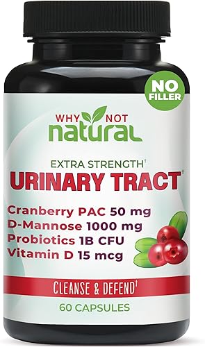 Why Not Natural 5-in-1 UTI Pills with D Mannose, Cranberry PAC Extract, Probiotics and Vitamin D - Urinary Health Formula for Women and Men