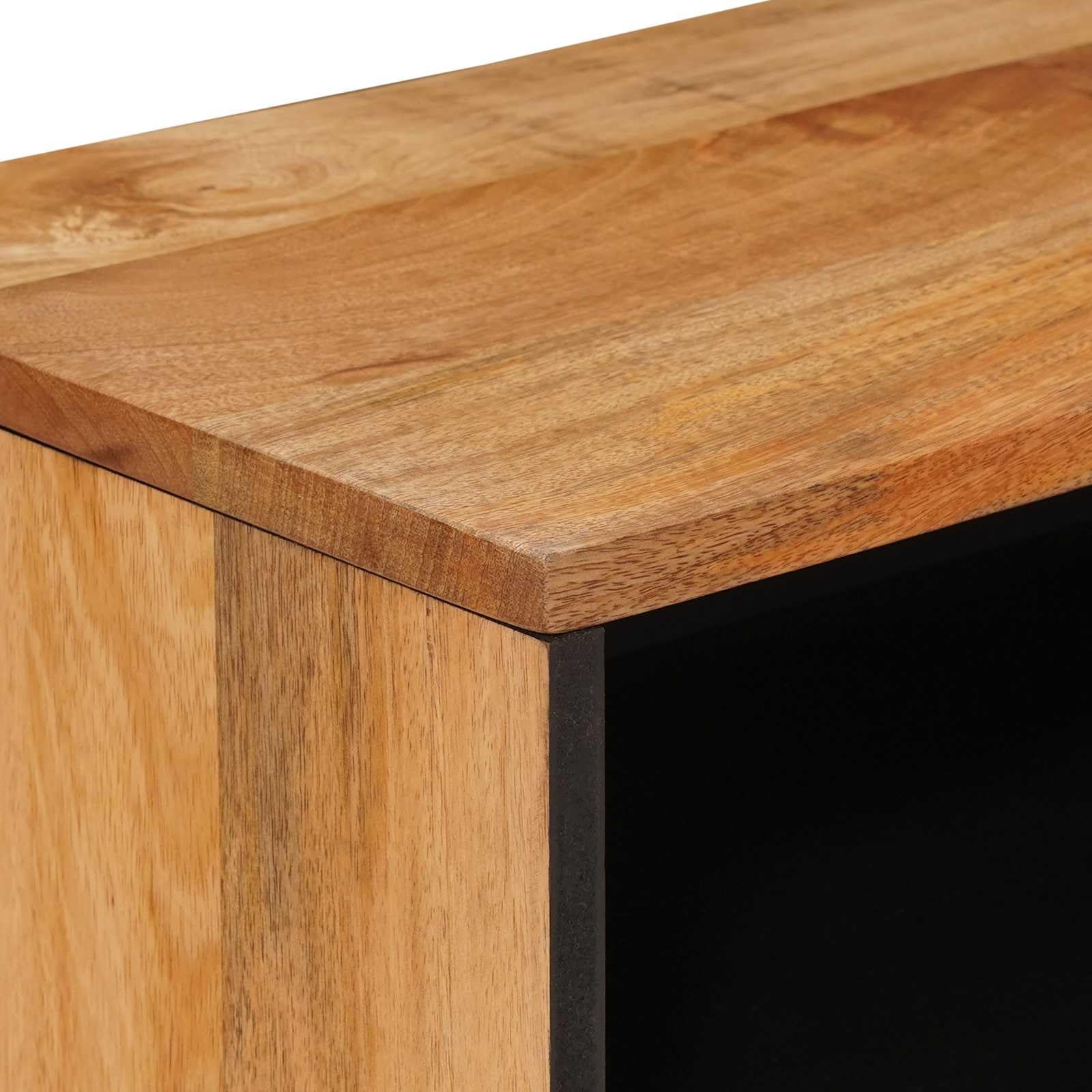 Mueble TV de madera de mango macizo natural, 80 x 33 x 46 cm con puertas