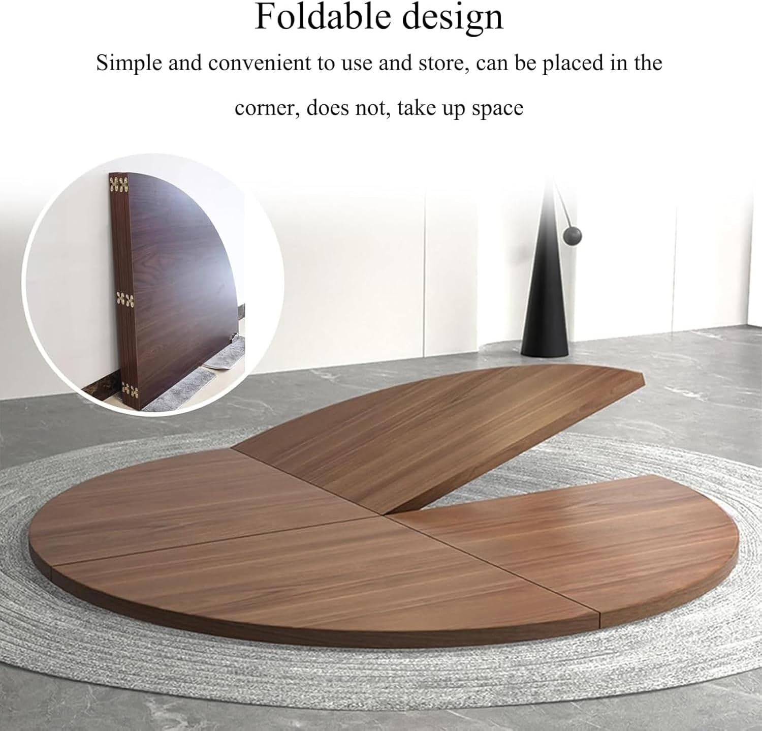 Folding Round Table Top Extender, Heavy-Duty Portable Replacement Desktop for Indoor/Outdoor Patio Tables, Perfect for Parties, Events, Camping, and Home Gatherings (Wood, 220cm / 87", Wood)