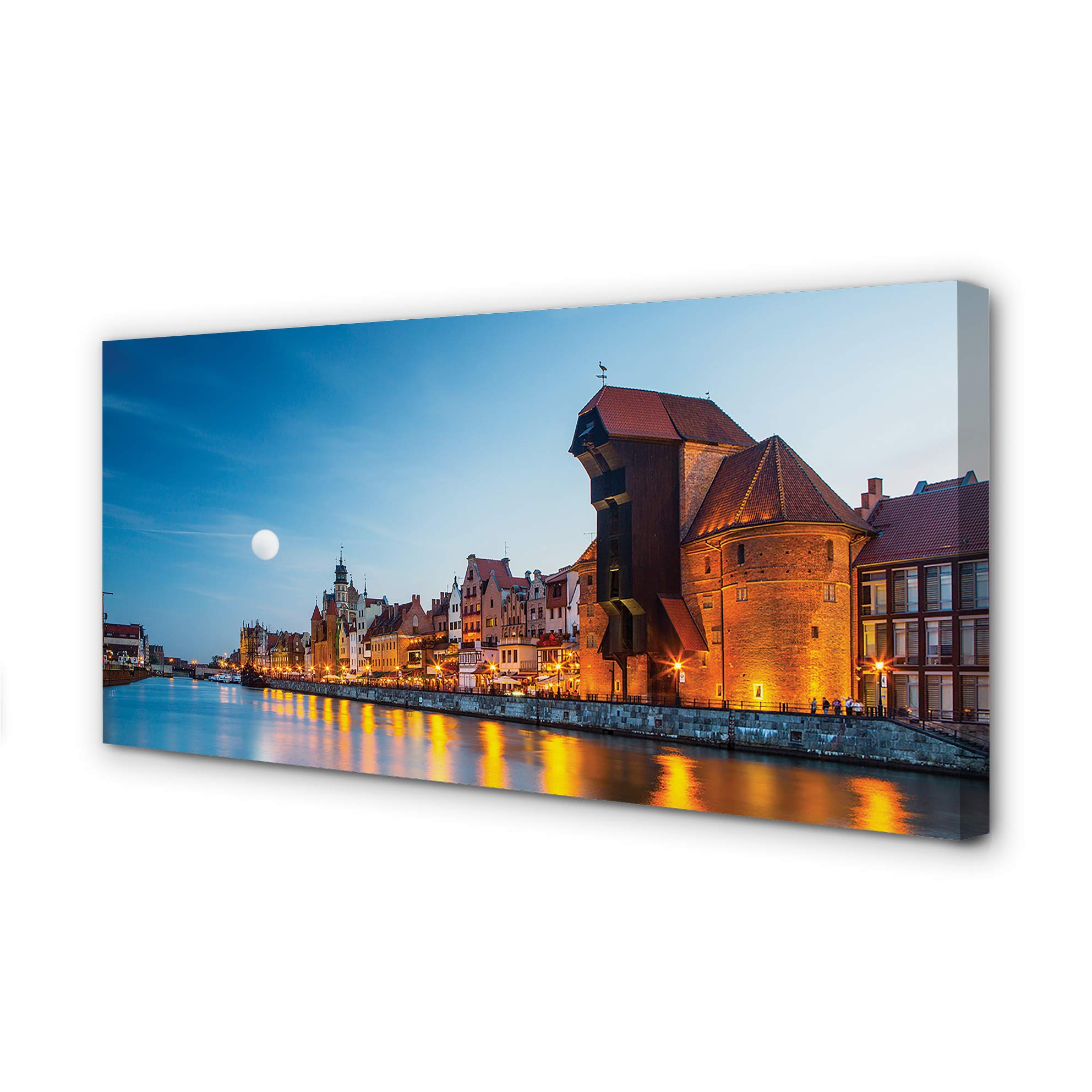 Peinture sur toile de la nuit en vieille ville pour sublimer votre salon Tulup