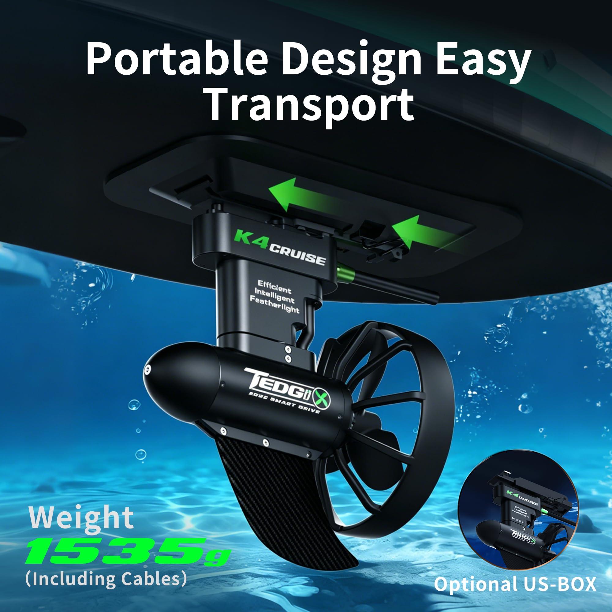 Moteur Tedgix K4C pour SUP et Kayak, 400W sans balais propulseur sous-marin télécommande sans fil avec batterie étanche B8, ailerons électriques pour planche à pagaie, aileron de boost pour canoë et