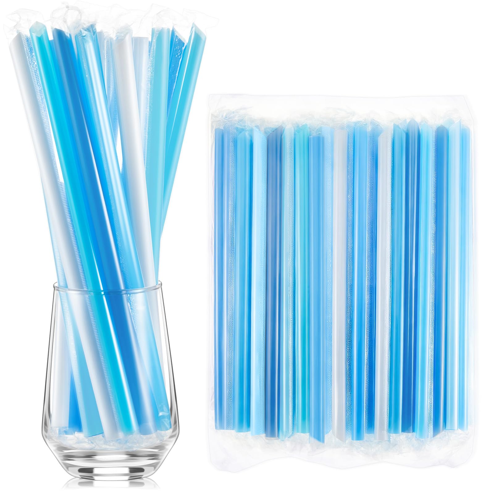 Tessco for You 100 Pcs 9.84 Inch Boba Straws 10mm Wide Blue