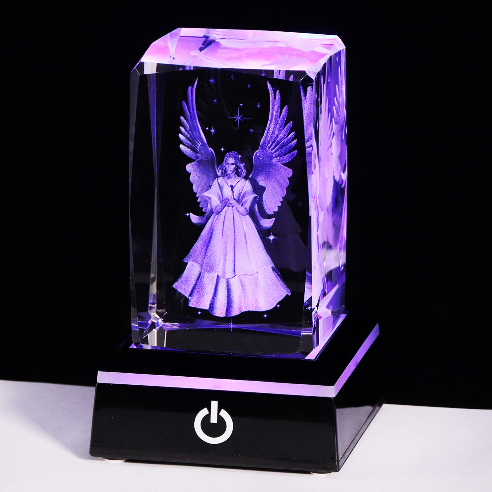 Movdyka Women's Angel Guardian Crystal Friendship Gifts For Glass Figurine Ornament With Lights Base, Sympathy Bereavement Gifts For Loss Of Loved One