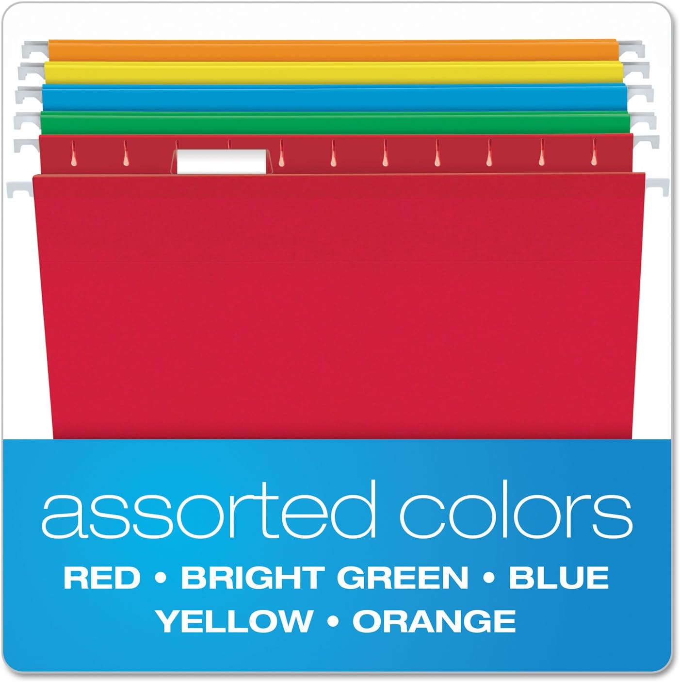 Hanging Folder, Reinforced, Bright Colors, 1/5 Tab, Letter, 25/Box (ESS415215AST)