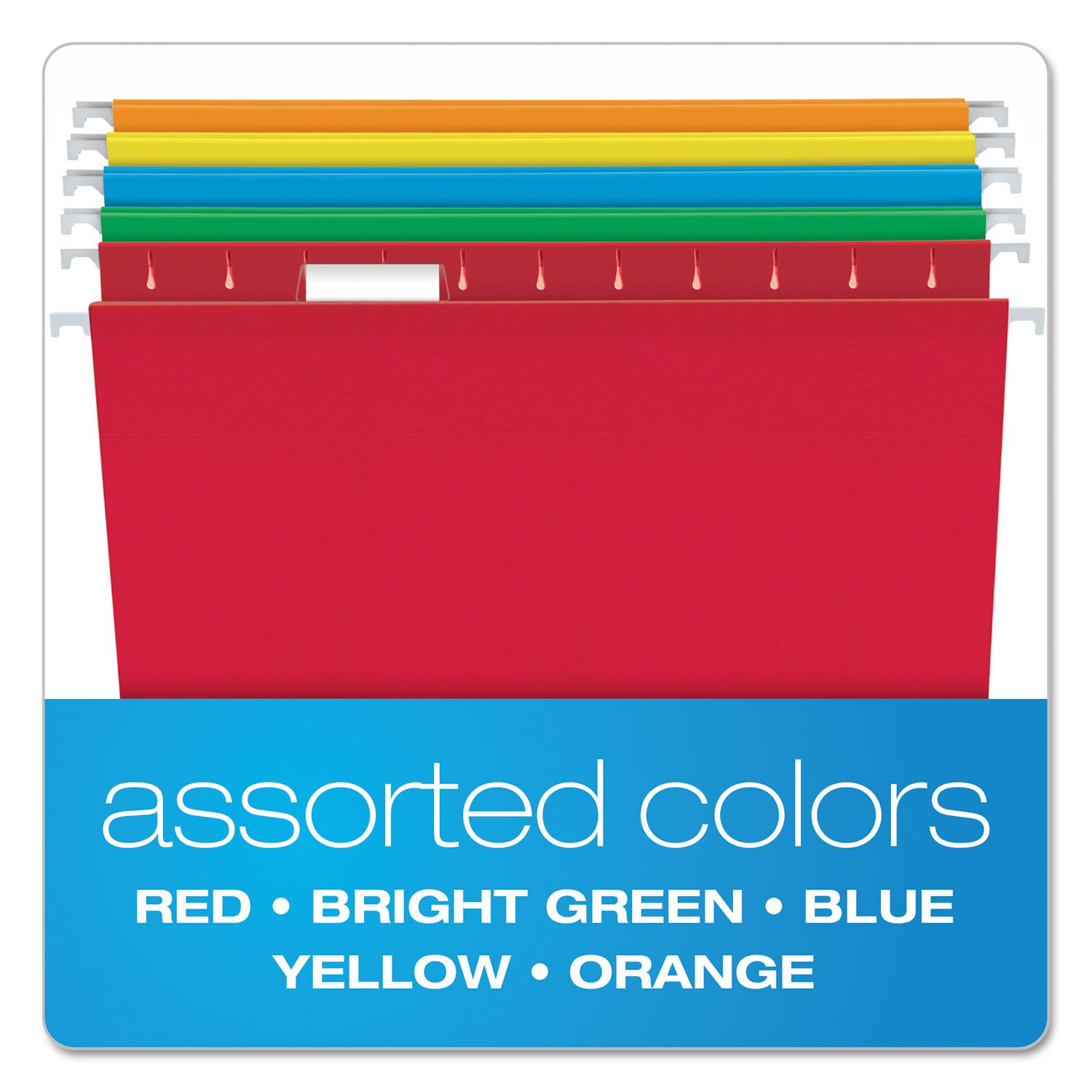 Reinforced Hanging File Folders, Letter, Brites, 25/Box