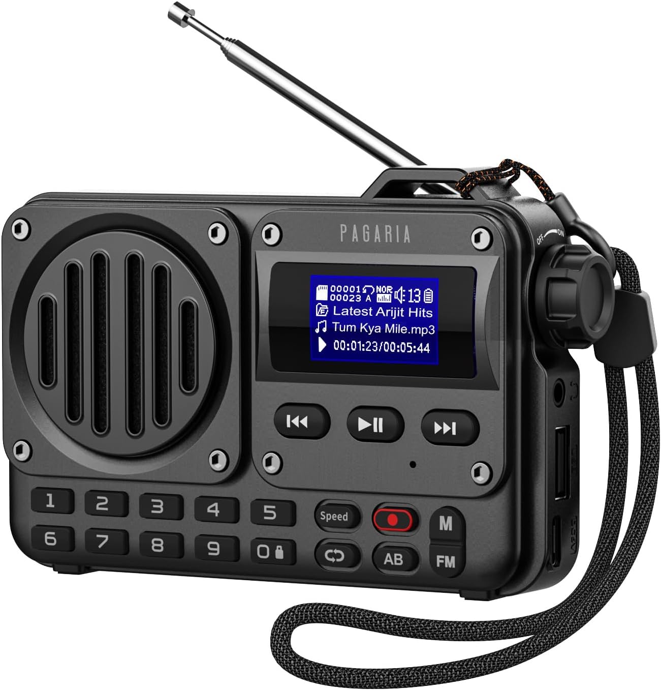 Grenade 5 Watts Pocket FM Radio with Bluetooth, Tf Card/USB Speaker โ LCD Display with Song Name, Folder Selection, Type C Charging, Voice Recording & More, Black