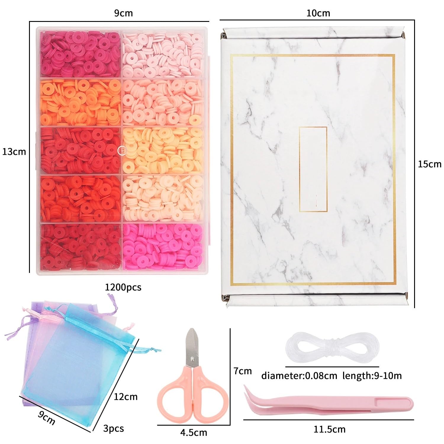 Abalorios Para Hacer Pulseras Kits de cuentas arcilla, kit fabricación joyas con for pulseras DIY(Set 12)