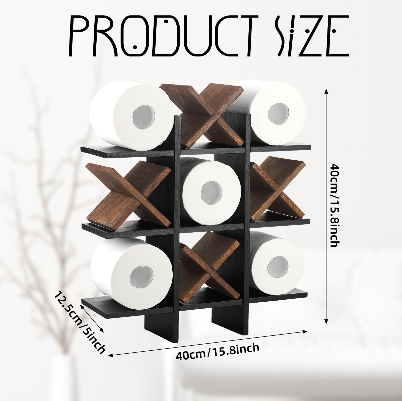 Weysat Tic Tac Toe Toilet Paper Holder,Black, Dark Brown — Amazon image 2