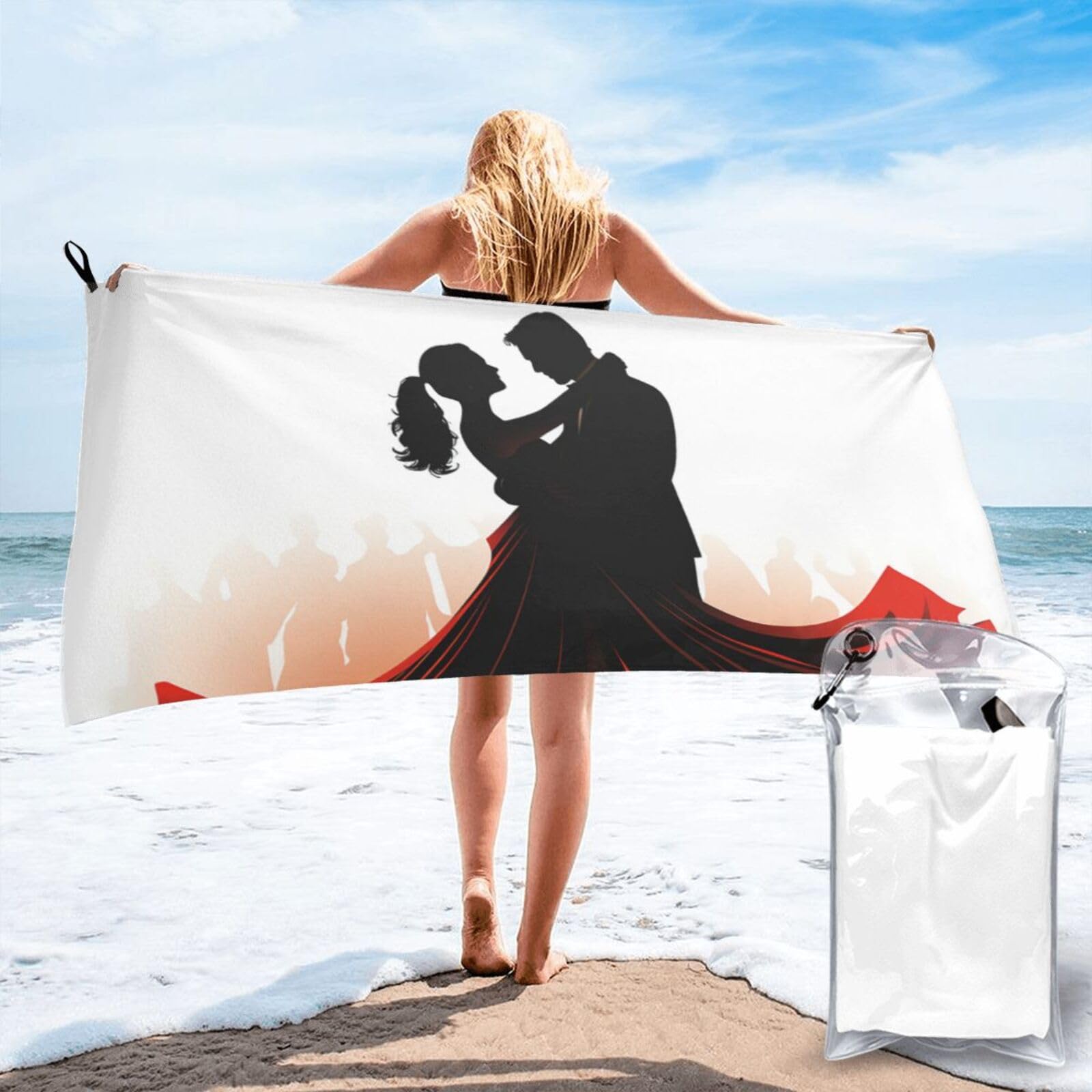 FHEBNDS Ballroom Dance Beach Towels Oversized 31.5"x63" Microfiber Sand Free Towels for Adult Gift Quick Dry Absorbent Swim Pool Towel Travel Sports Towel