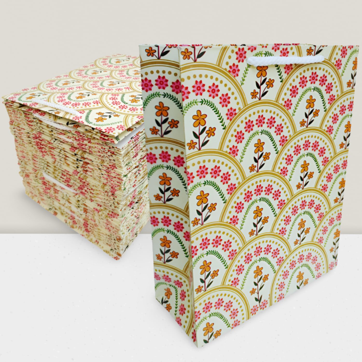 IsVi Paper Gift Bags (Pack of 36), Floral Goodie Bag for Return Gifts, Birthday Return Gift Bags, Paper Carry Bags - Small, Gift Bags for Presents, Rainbow Treat Bags (25cm X 20cm X 10cm) (B0D37WNQKV) Amazon Price History, Amazon Price Tracker
