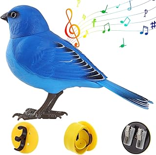 Singing Birds Motion Activated,Fake Birds Singing Bird,with Movable Mouse and Head Battery Operated Simulation Bird Toy for Kids Toys Garden Decor No Battery, Standard