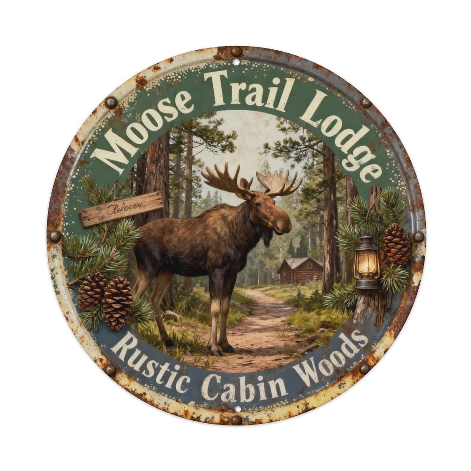Moose Trail Lodge Metal Tin Sign Plaque