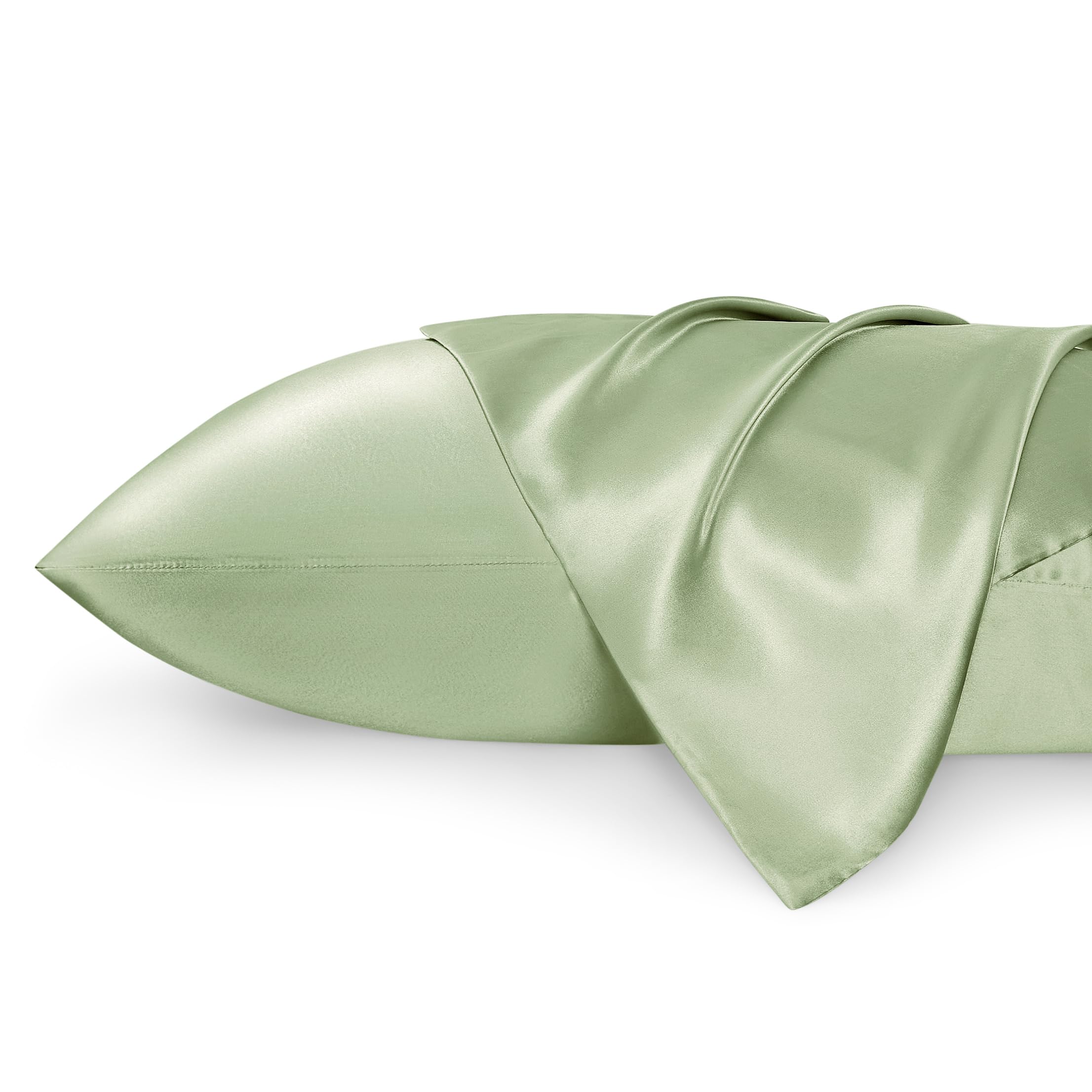 Bedsure Satin Pillowcases, Similar to Silk Pillow Cases Queen Size Set of 2, Pillow Case for Sleeping Women with Envelope Closure, Gifts for Women Men, Sage Green, 20x30 Inches