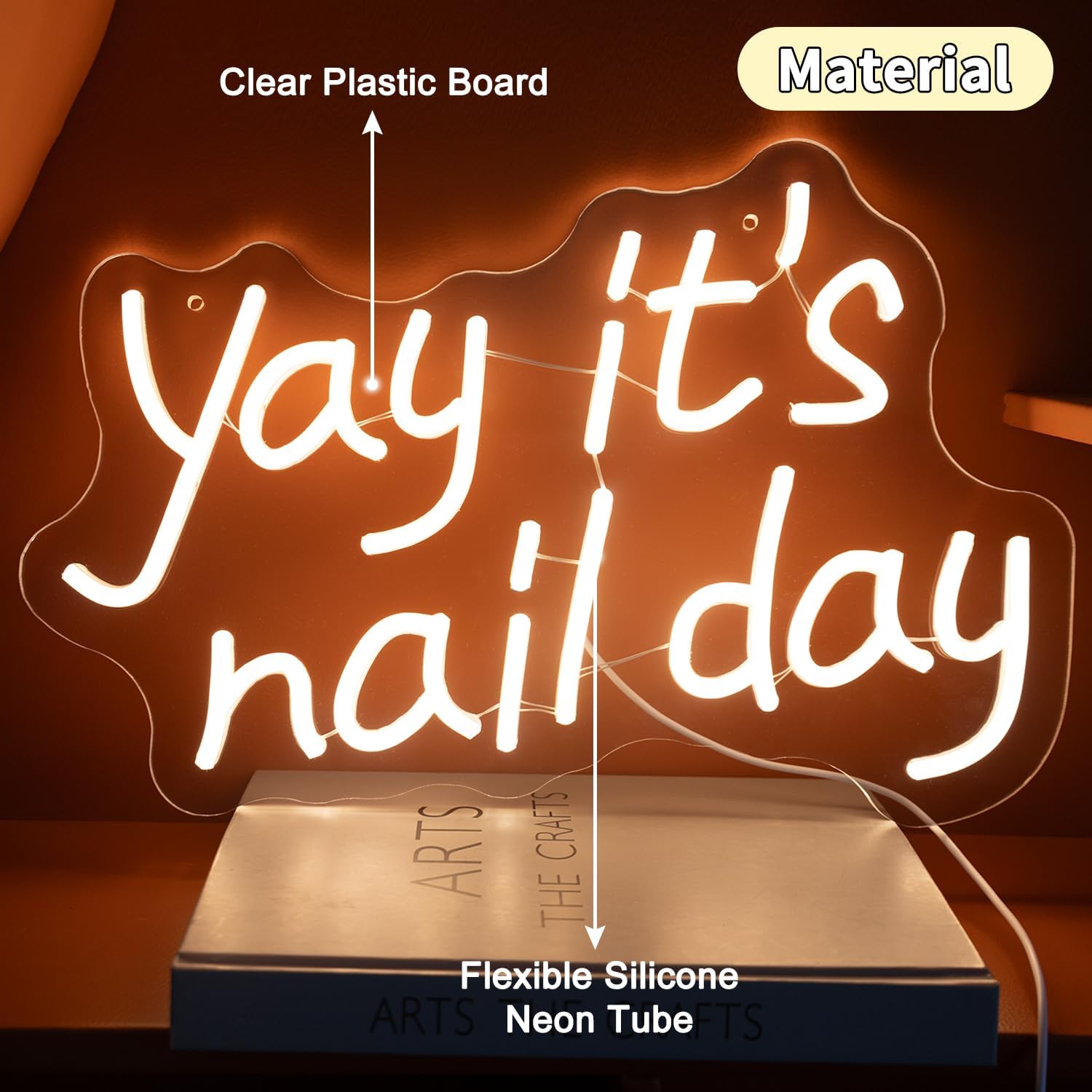 Yay It's Nail Day Neon Sign for Wall Decor, LED Dimmable Lights Nail Room Decor, Nail Tech Decor Aesthetic Light Bedroom Decorations, Girls Nail Salon Neon Signs Accessories Gift 16.53 x 11.02"