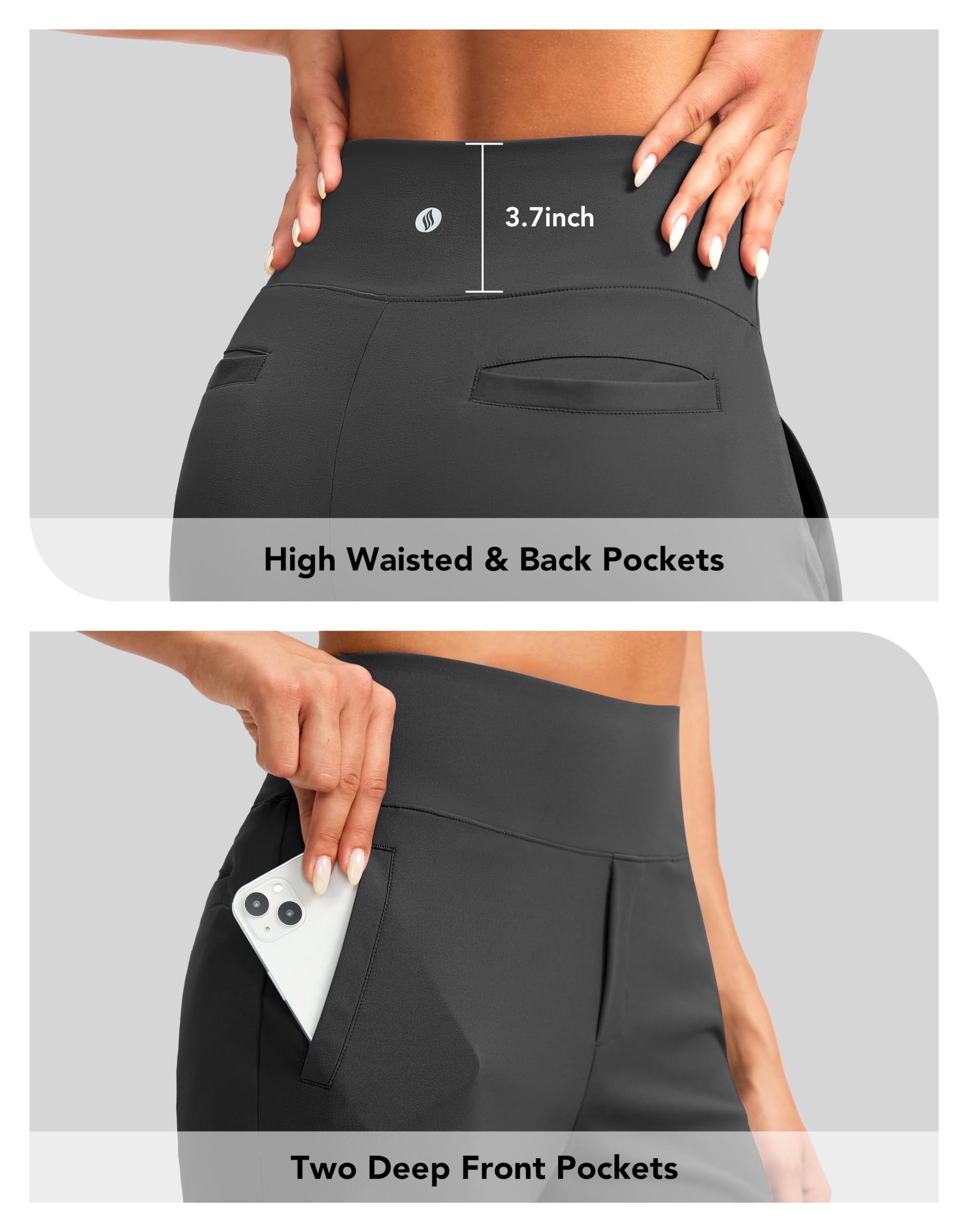SANTINY Bermudas de cintura alta de 9 pulgadas para mujer, con 4 bolsillos, longitud hasta la rodilla, pantalones cortos largos para mujer, entrenamiento, atletismo, casual