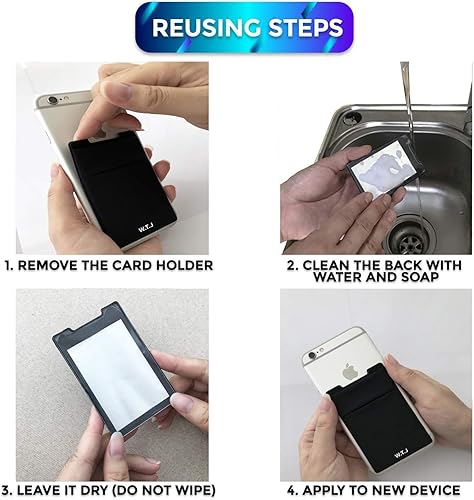 Miniatura 7 de Cartera para tarjetas de teléfono con bloqueo RFID, doble bolsillo seguro, ultra delgado, autoadhesivo, funda para tarjetas de crédito, funda para