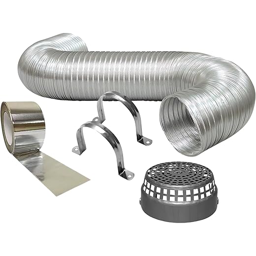 AMPEREUS Chimney Pipe With Clamp Cowl & Tap 6 Inch 6 Feet Al
