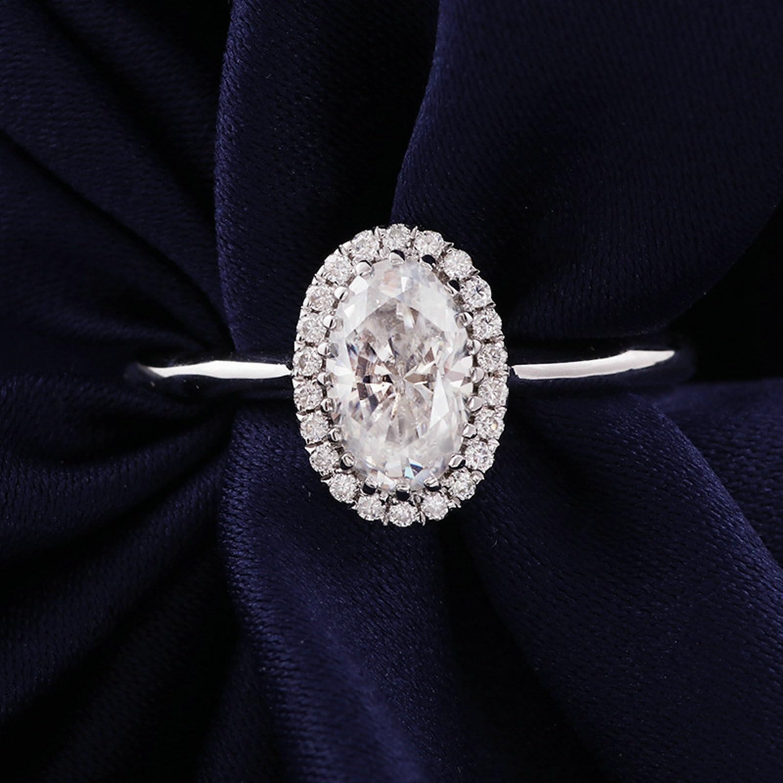 Anillo de compromiso de oro blanco de 18 quilates, 3 quilates, corte ovalado, blanco moissanita, anillo de compromiso sencillo