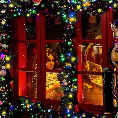 Miniatura 6 de LAMPHOME Tira de 500 luces LED de Navidad para exteriores, extensibles, decoración navideña, luces enchufables con 10 funciones y temporizador,