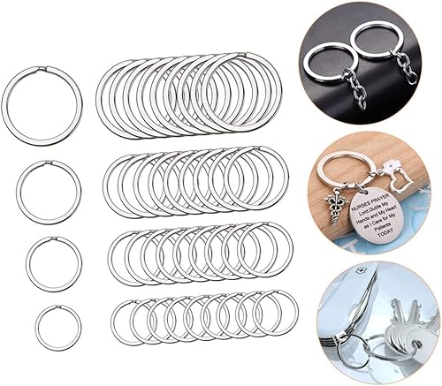 Miniatura 9 de EXCEART 160 Pcs Key Ring Key Rings for Keychains Nickel Plated Flat Circle Stainless Steel