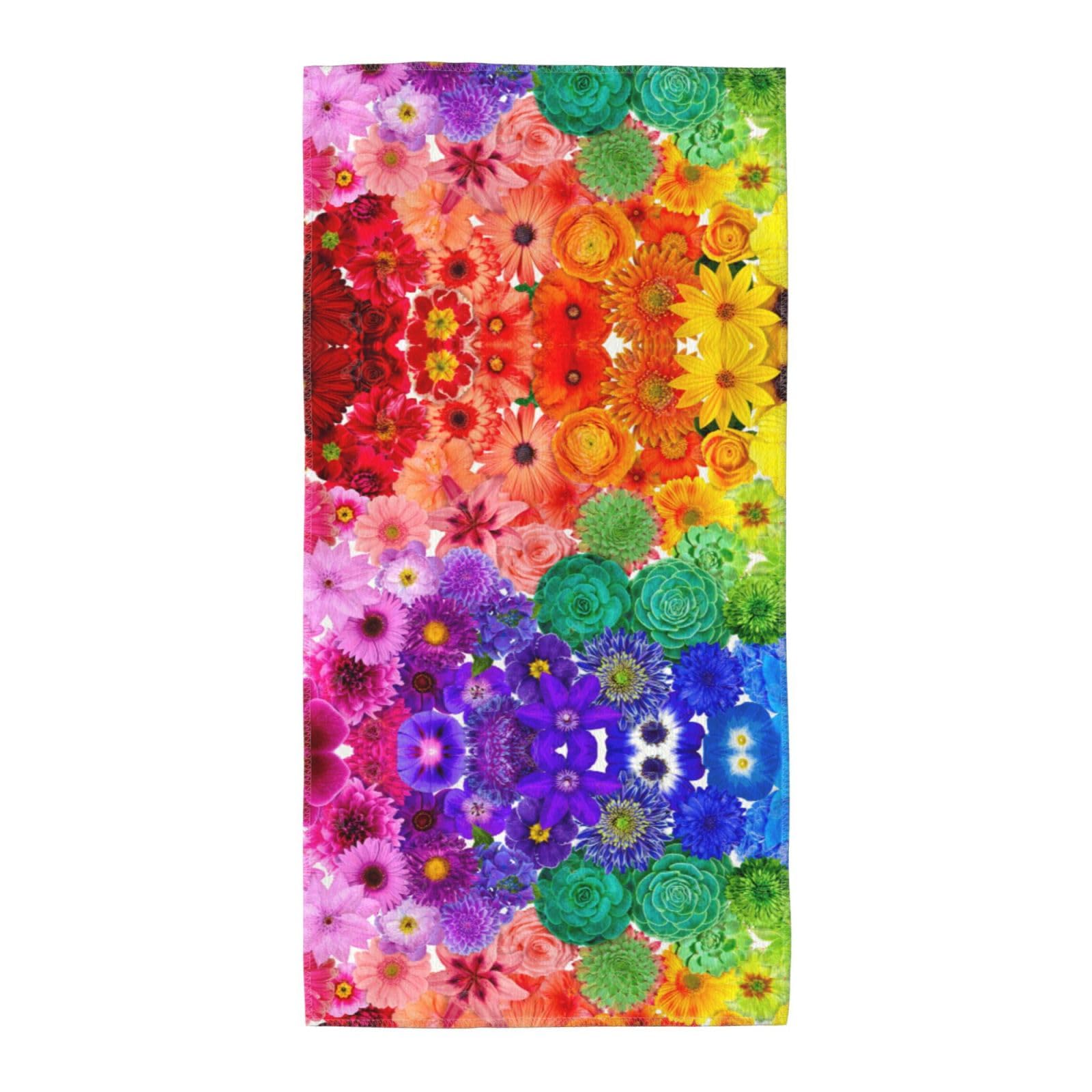 WYCZHY Rainbow Flowers Printed Quick Dry Beach Towel For Camping Travel Vacation