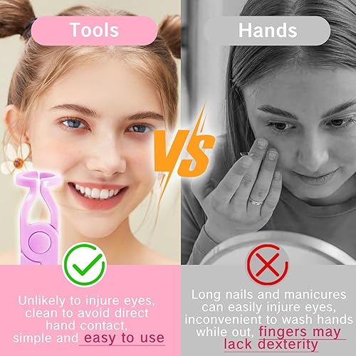 Miniatura 4 de Abridor de ojos para lentes de contacto rosa Kit aplicador de pinzas de lentes de contacto con funda, herramienta de viaje, juego de ayudas de uso