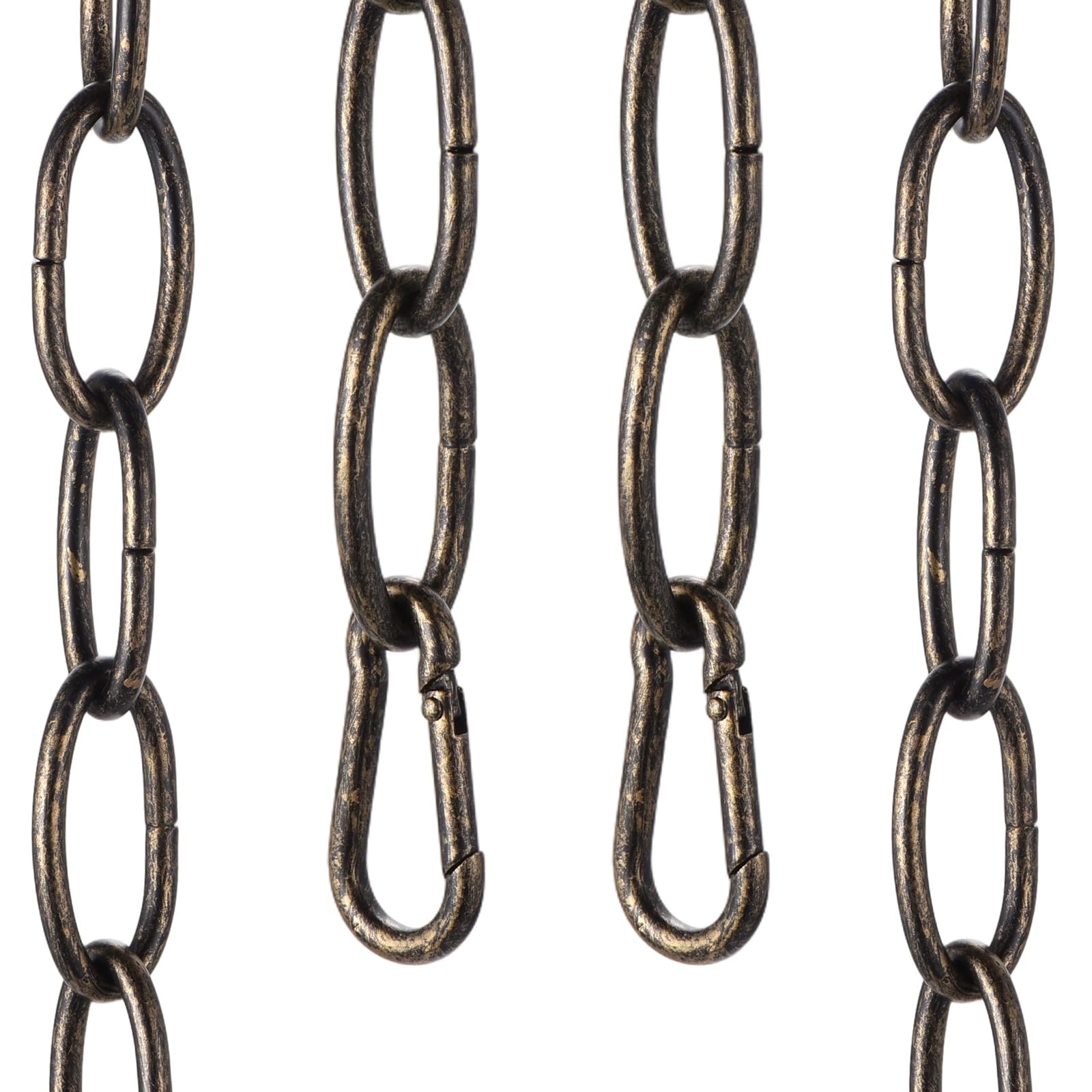 sourcing map 7ft Lighting Hanging Chain, 3.8mm/0.15" Looping Metal Pendant Chandelier Chain Extension with 2 Spring Snap Hook for Hanging Plant Pendant Chandelier Light Fixture, Golden