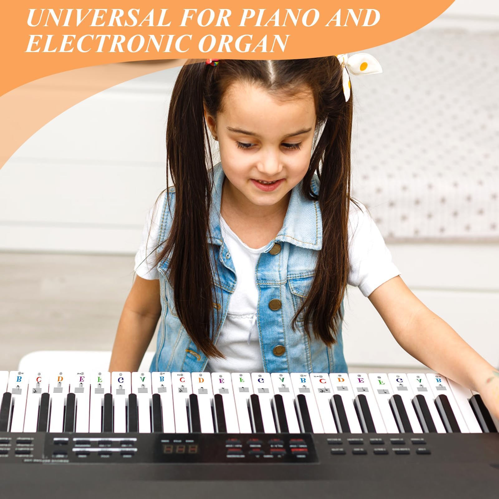 Adesivi per Tastiera o Pianoforte 88/76/61/54/49/37 Tasti, Etichette Trasparenti e Rimovibili, Piano e Tastiera Music Note per Bambini, Principianti e Tastiere Pianoforte