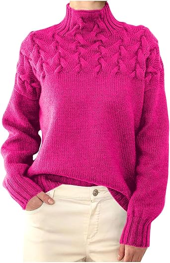 TANGNADE Winter Sweaters for Women Trendy Fall Turtleneck Long Sleeve Sweaters Mock Neck Ribbed Kint Pullover Outerwear