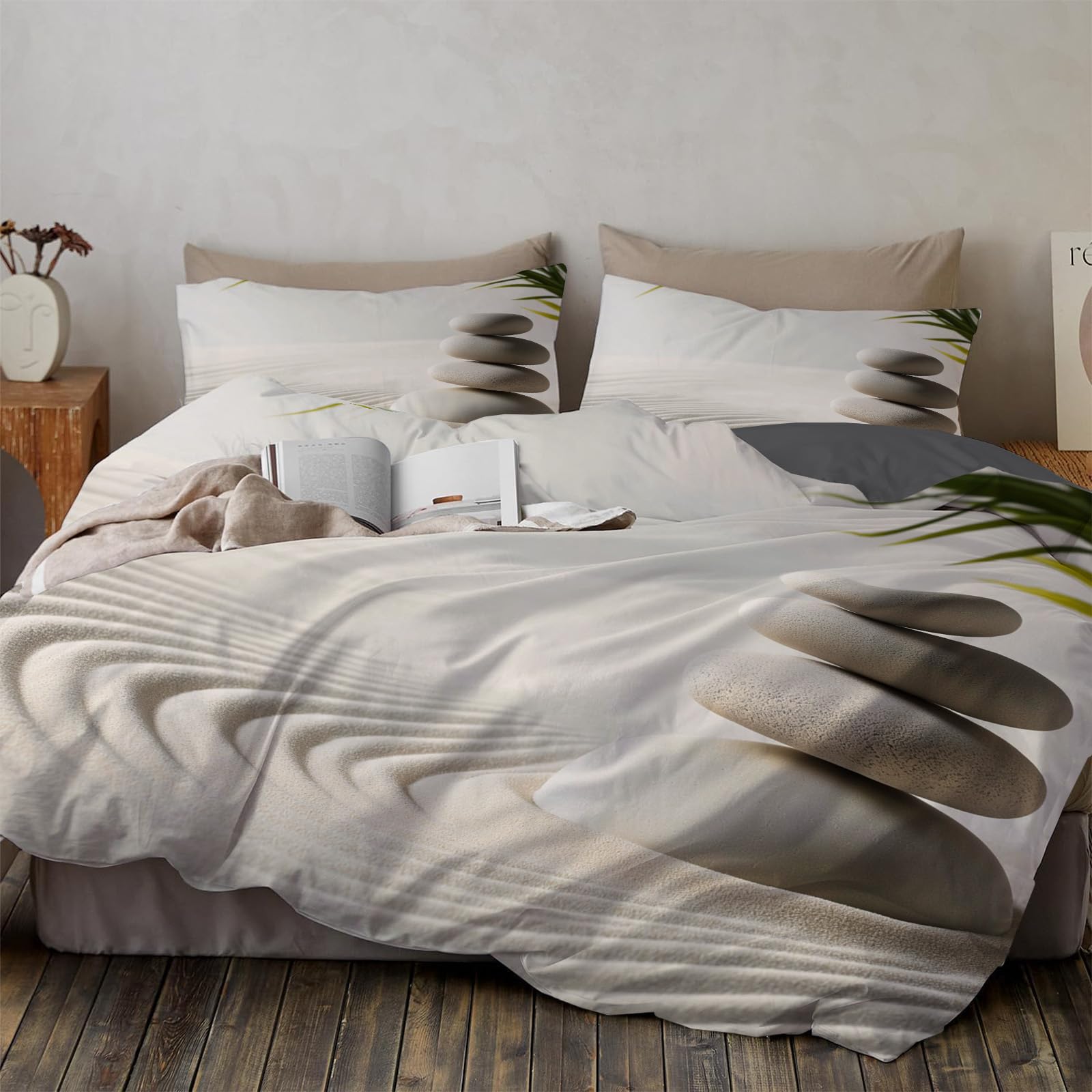 Housse de couette microfibre de qualité supérieure parure beige zen